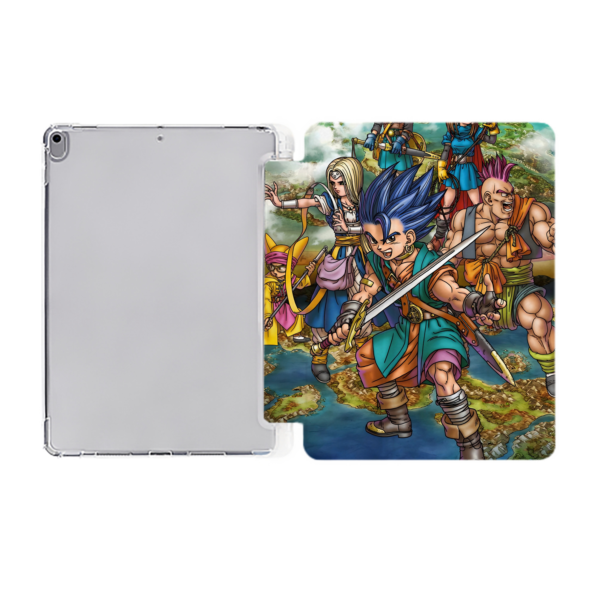 （画像用） ドラゴンクエスト Doragon Kuesuto Dragon Quest IPad ケース ペン収納付き 三つ折りスタンド PUレザー×シリコン 対応機種9.5/10.5/10.9インチ